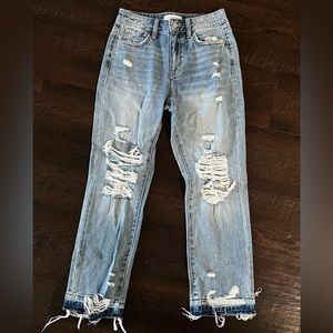 Flying Monkey High-Rise Distressed Straight Leg Jeans
